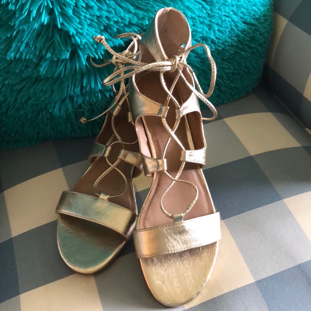 Tahari gold leather sandals